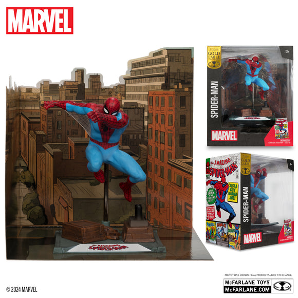 Marvel Collection Spider-Man (The Amazing Spider-Man #38) Gold Label 1:10th Scale Posed Figure w/Scene - McFarlane Toys