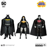 Batman, Superman & Wonder Woman Super Powers Black & White Accent Edition Gold Label 3pk (SDCC Exclusive) - McFarlane Toys