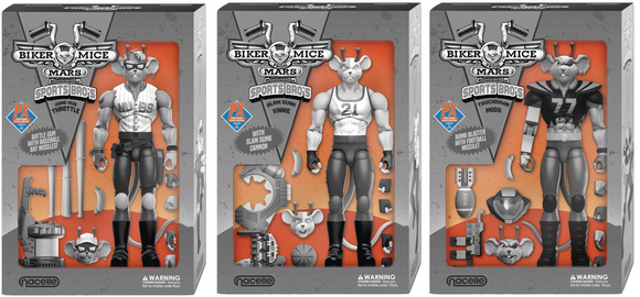 Biker Mice from Mars Sports Bros Black and White Action Figures (Full set of 3) Previews Exclusive - The Nacelle Company