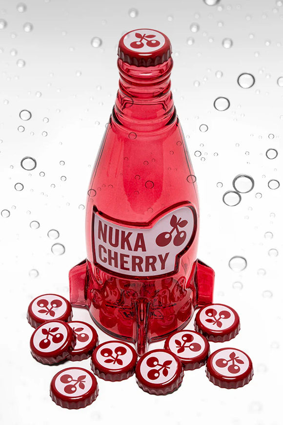 Fallout Nuka Cola Cherry Glass Bottle and Caps