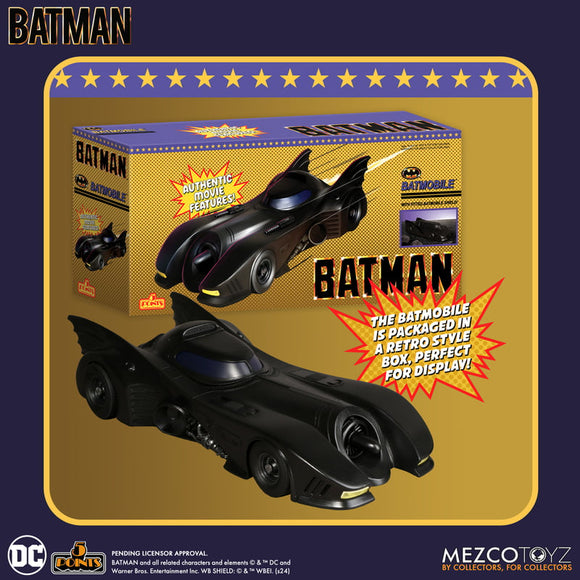 Batman (1989) Batmobile 5 Points Action Figure Vehicle - Mezco